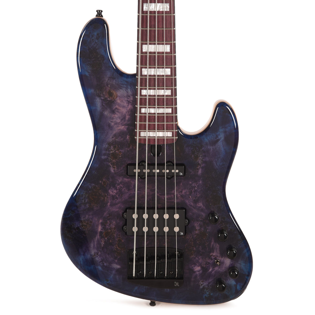 Mayones Jabba Custom 5 Eye Poplar 3A/Swamp Ash Trans Dirty Purple Blue Burst - MUSICTONER
