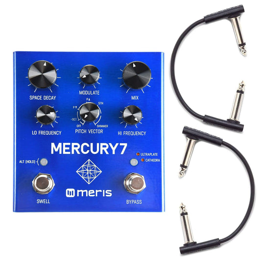 Meris Mercury7 Reverb Pedal w/RockBoard Flat Patch Cables Bundle - MUSICTONER