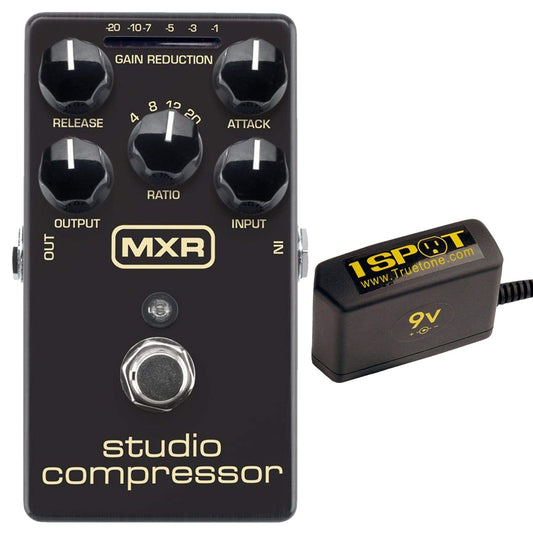 MXR M76 Studio Compressor Bundle w/ Truetone 1 Spot Space Saving 9v Adapter - MUSICTONER