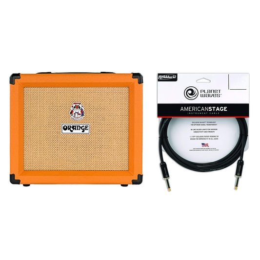 Orange Crush 20RT 1x8" Guitar Combo Amp w/Reverb & Built-In Tuner Cable Bundle - MUSICTONER