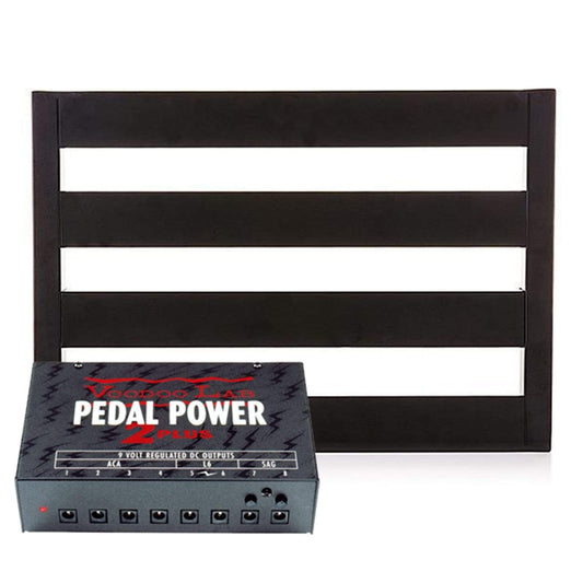 Pedaltrain Classic JR Pedalboard 4 Rails 18x12.5 w/Soft Case Bundle w/ Voodoo Lab Pedal Power 2 PLUS Power - MUSICTONER
