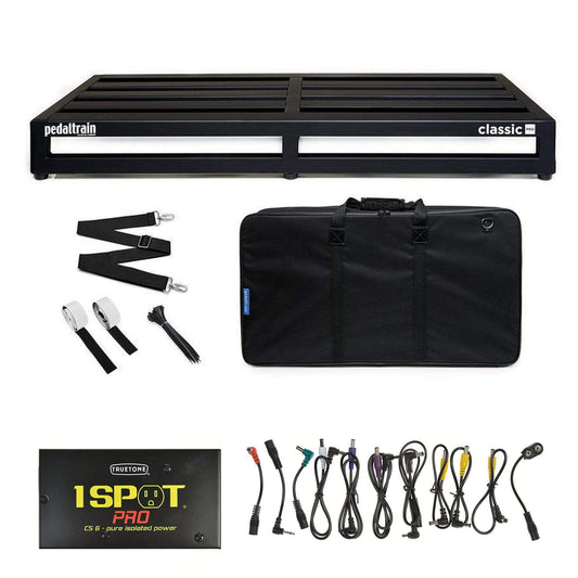 Pedaltrain Classic PRO Pedalboard 5 Rails 32x16 w/Soft Case w/Truetone CS-6 Power Supply Bundle - MUSICTONER