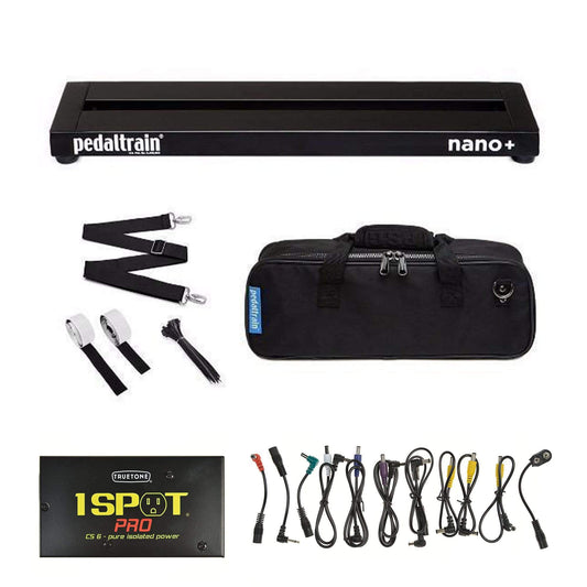 Pedaltrain NANO Plus Pedalboard 2 Rails 18x5 w/Soft Case w/Truetone CS-6 Power Supply Bundle - MUSICTONER