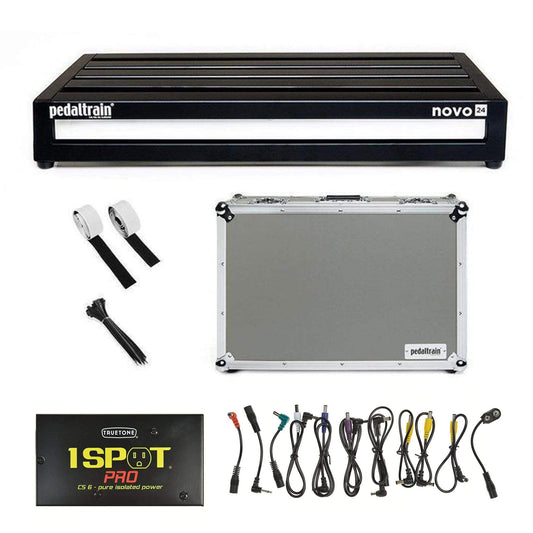 Pedaltrain NOVO 24 Pedalboard 5 Rails 24x14.5 w/Tour Case w/Truetone CS-6 Power Supply Bundle - MUSICTONER