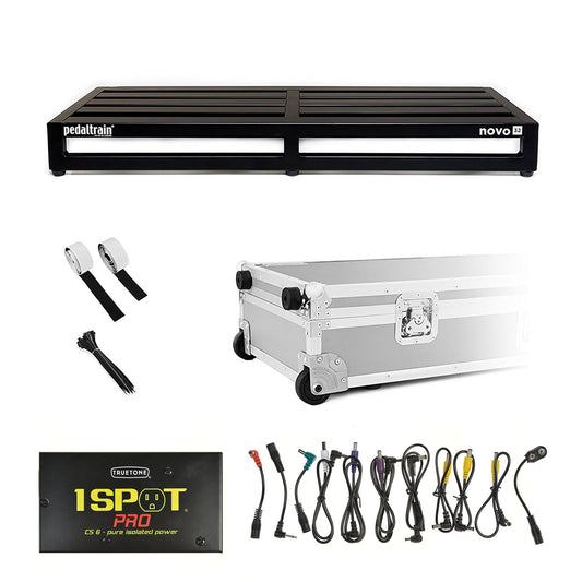 Pedaltrain NOVO 32 Pedalboard 5 Rails 32" x 14.5" Wheeled Tour Hard Case w/Truetone CS-6 Power Supply Bundle - MUSICTONER