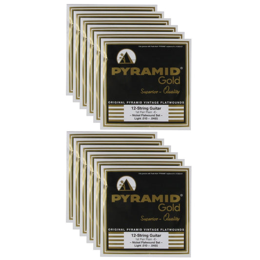 Pyramid Gold Electric Flatwound 12-String Light 10-46.5 (12 Pack Bundle) - MUSICTONER