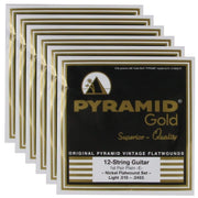 Pyramid Gold Electric Flatwound 12-String Light 10-46.5 (6 Pack Bundle) - MUSICTONER