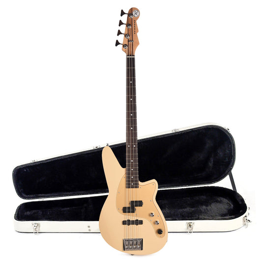 Reverend Decision Bass Guitar Sandstone and Teardrop Two Tone Case Bundle - MUSICTONER