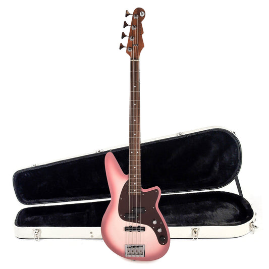 Reverend Decision P Bass Guitar Mulberry Pearl and Teardrop Two Tone Case Bundle - MUSICTONER