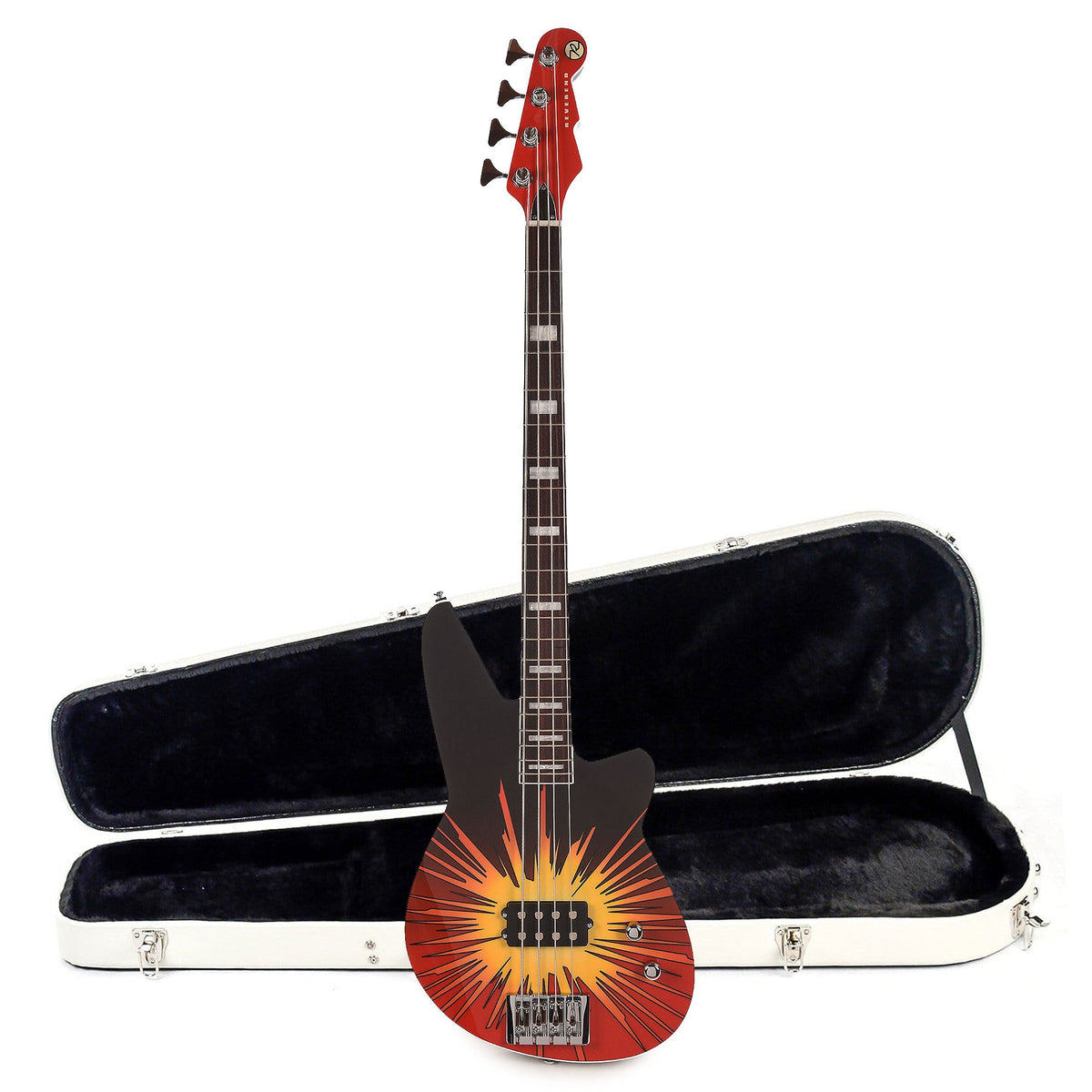 Reverend Greg Norton UltraBomb Graphic Bass Guitar and Teardrop Two Tone Case Bundle - MUSICTONER