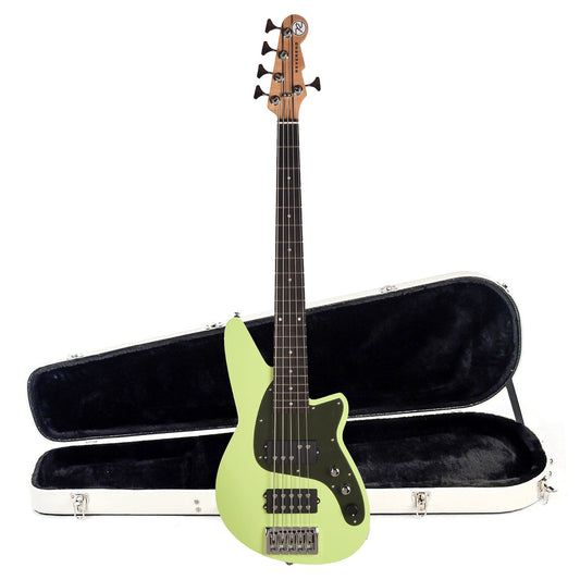 Reverend Mercalli 5 5-String Bass Guitar Citrus Cream and Teardrop Two Tone Case Bundle - MUSICTONER