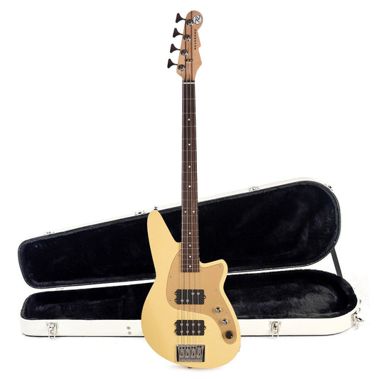 Reverend Mercalli Bass Guitar Powder Yellow and Teardrop Two Tone Case Bundle - MUSICTONER