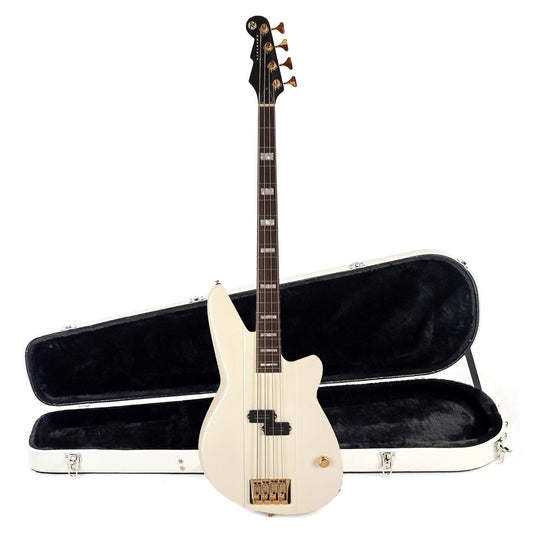 Reverend Meshell Ndegeocello Fellowship Bass Guitar Pearl White and Teardrop Two Tone Case Bundle - MUSICTONER