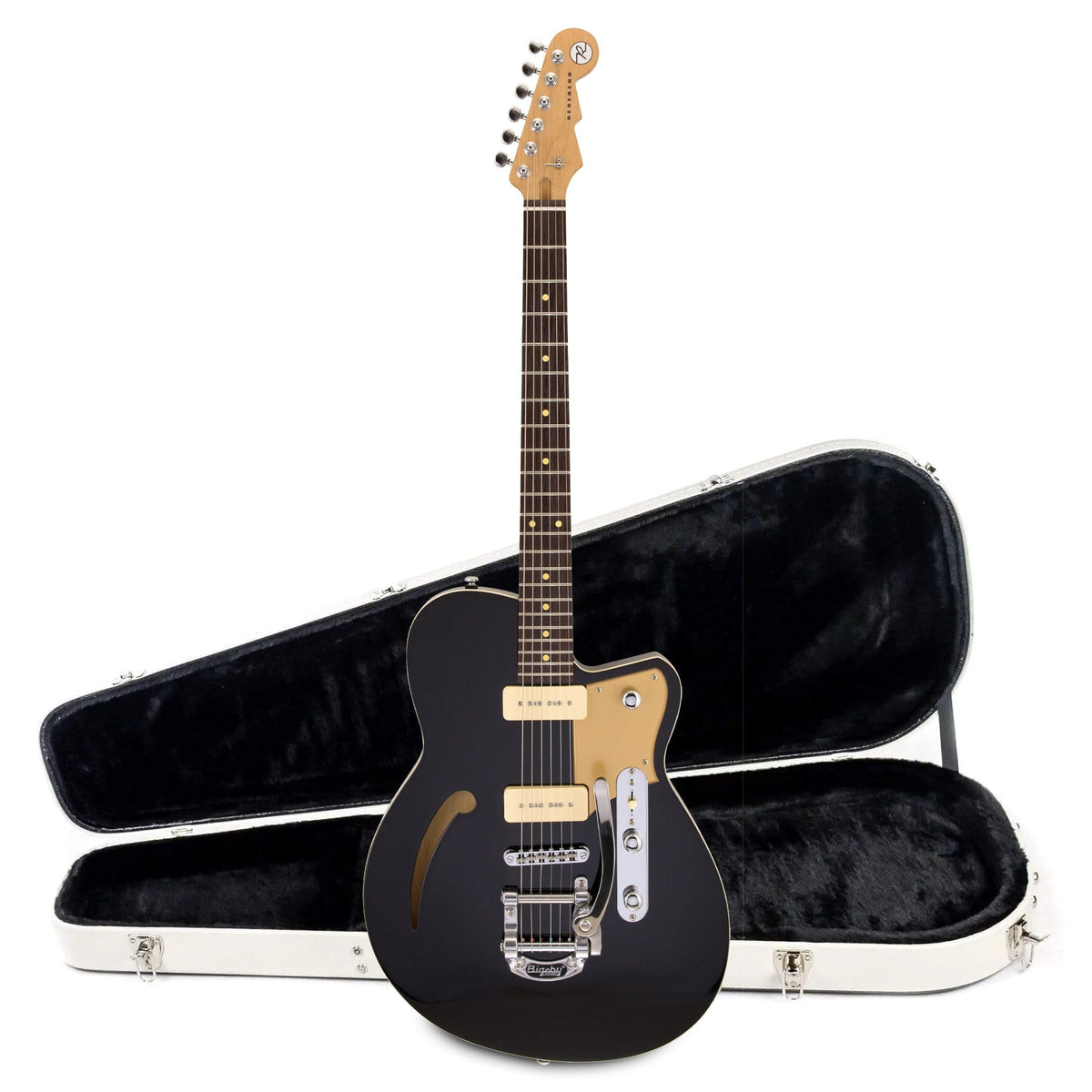Reverend Club King 290 – Bigsby Midnight Black Hardshell Case Bundle - MUSICTONER