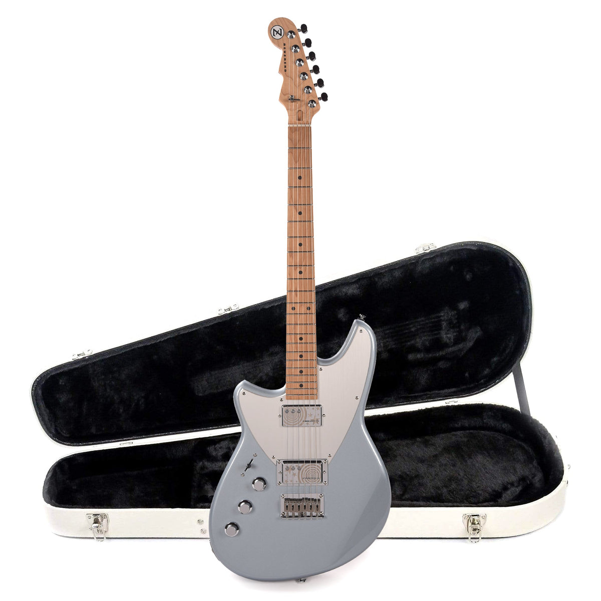 Reverend Billy Corgan Signature Z-One Metallic Silver Freeze LEFTY Hardshell Case Bundle - MUSICTONER