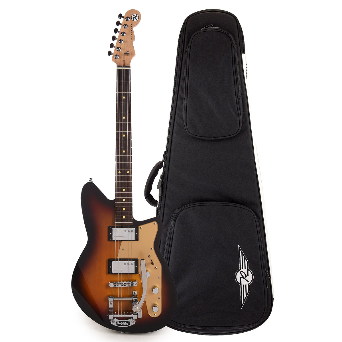 Reverend Jetstream HC w/Bigsby 3-Tone Burst Soft Case Bundle - MUSICTONER