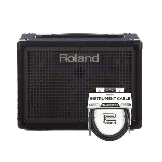 Roland KC-220 Battery-Powered Stereo Keyboard Amplifier 30W (15W+15W) and (1) Cable Bundle - MUSICTONER