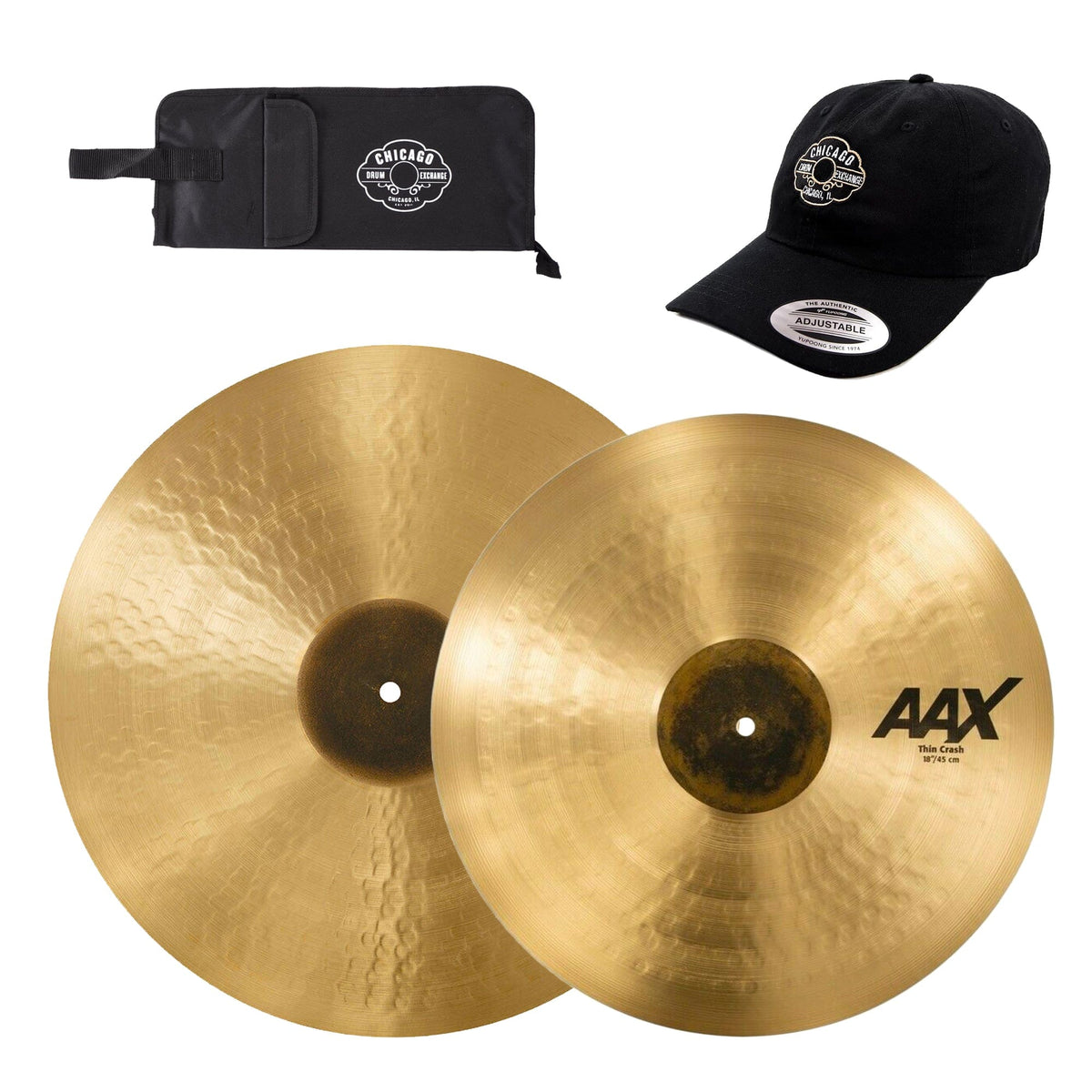 Sabian 18/20" AAX Thin Crash Cymbal Set w/CDE Logo Hat & Stick Bag - MUSICTONER