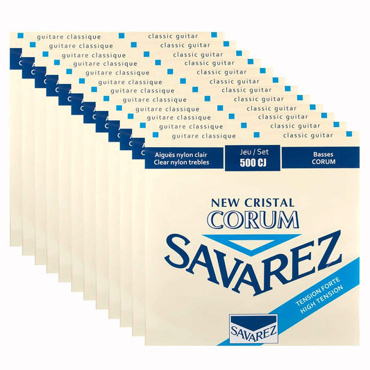 Savarez 500CJ Cristal Corum High Tension Trebles Normal Tension Basses 12 Pack Bundle - MUSICTONER