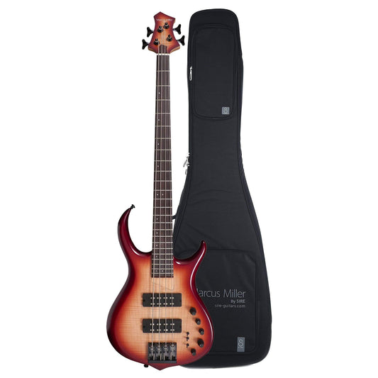 Sire Marcus Miller M7 Alder/Maple 4-String Brown Sunburst (2nd Gen) and Sire Gig Bag Bundle - MUSICTONER