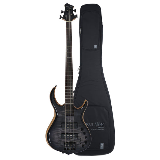 Sire Marcus Miller M7 Swamp Ash/Maple 4-String Transparent Black (2nd Gen) and Sire Gig Bag Bundle - MUSICTONER