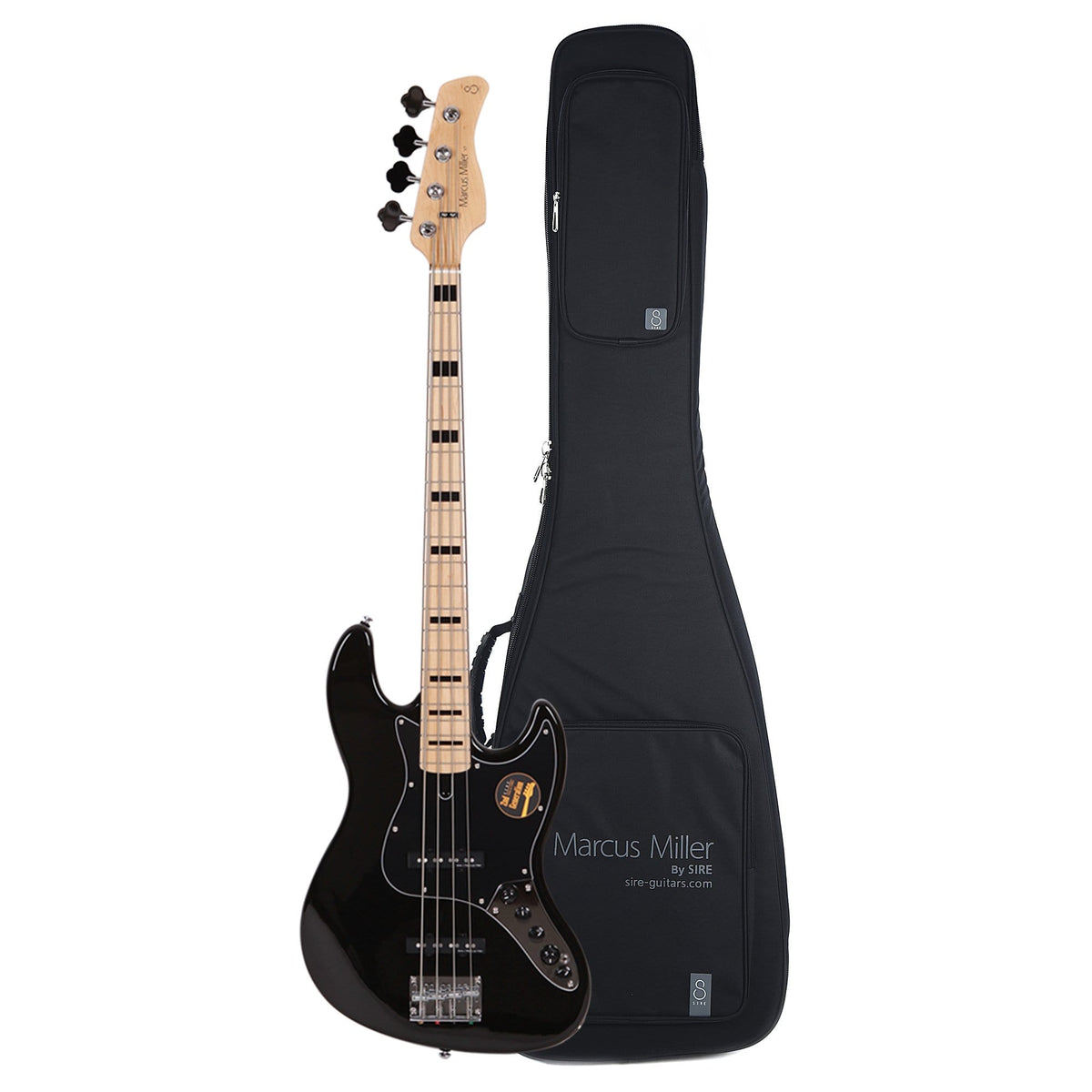 Sire Marcus Miller V7 Vintage Alder 4-String Black (2nd Gen) and Sire Gig Bag Bundle - MUSICTONER