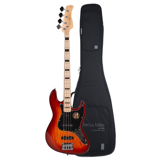 Sire Marcus Miller V7 Vintage Swamp Ash 4-String Tobacco Sunburst (2nd Gen) and Sire Gig Bag Bundle - MUSICTONER