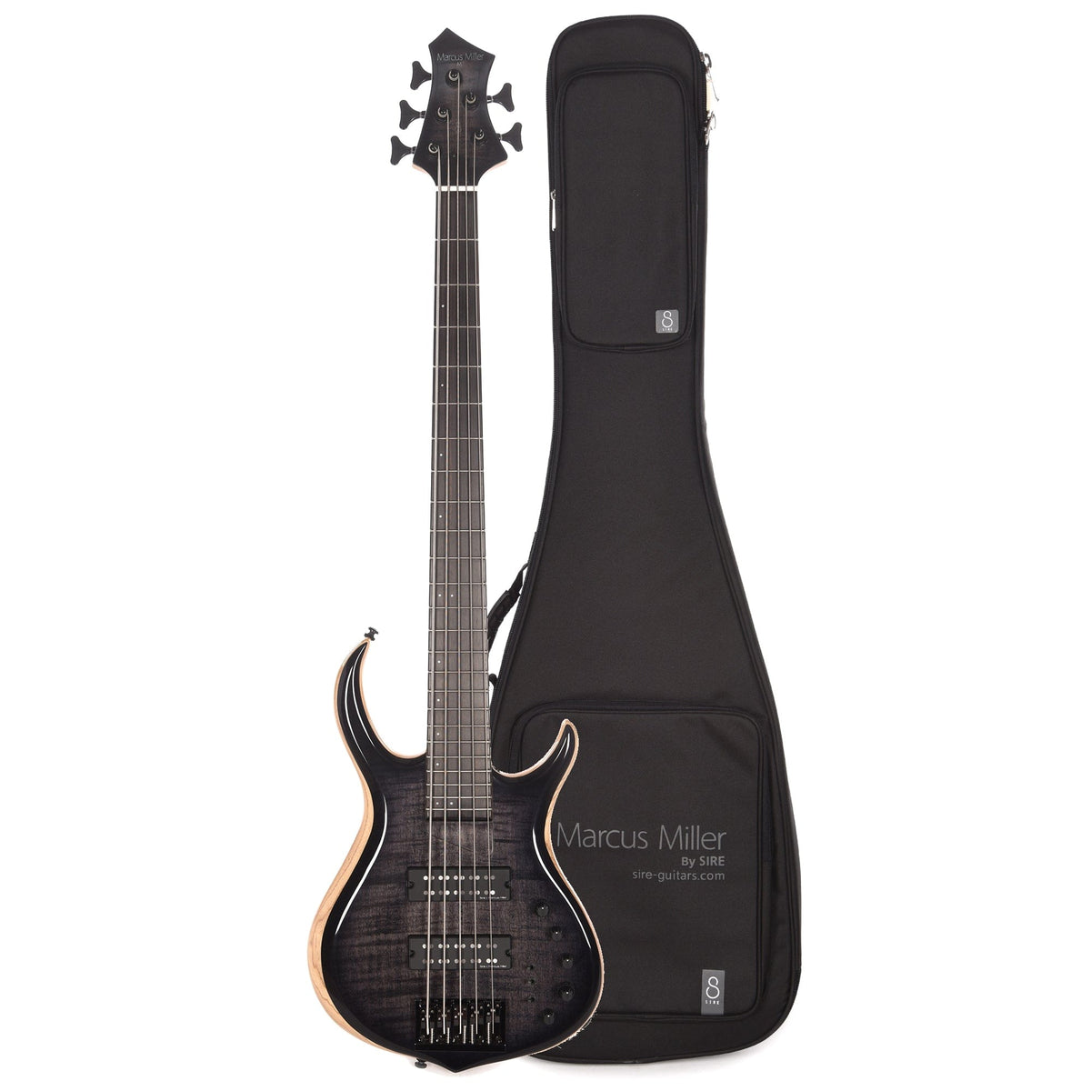 Sire Marcus Miller M7 Swamp Ash/Maple 5-String Transparent Black (2nd Gen) and Sire Gig Bag Bundle - MUSICTONER