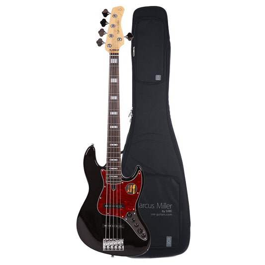 Sire Marcus Miller V7 Alder 5-String Black (2nd Gen) and Sire Gig Bag Bundle - MUSICTONER