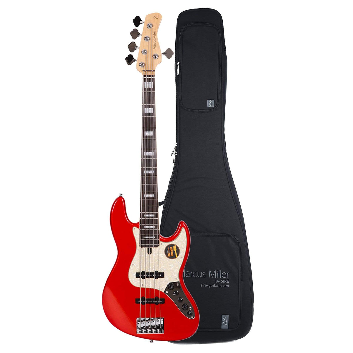 Sire Marcus Miller V7 Alder 5-String Bright Metallic Red (2nd Gen) and Sire Gig Bag Bundle - MUSICTONER