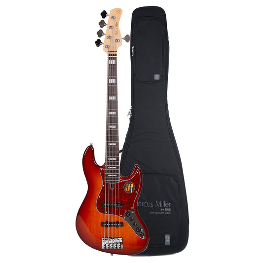 Sire Marcus Miller V7 Alder 5-String Tobacco Sunburst (2nd Gen) and Gig Bag Bundle - MUSICTONER