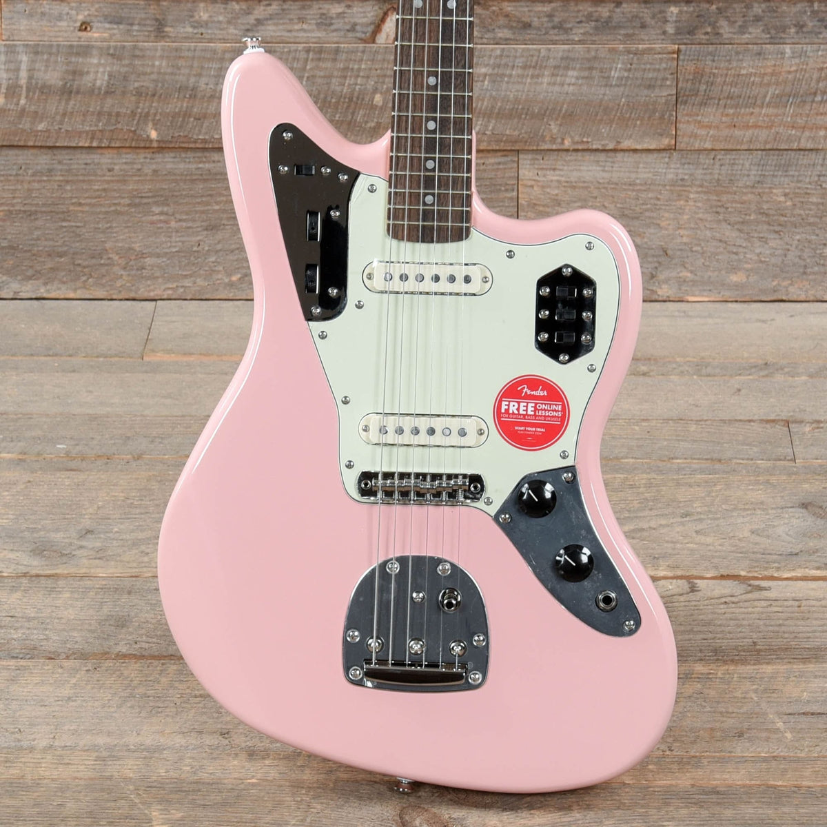 Squier Classic Vibe '60s Jaguar Shell Pink w/Matching Headcap & 3-Ply Mint Pickguard - MUSICTONER