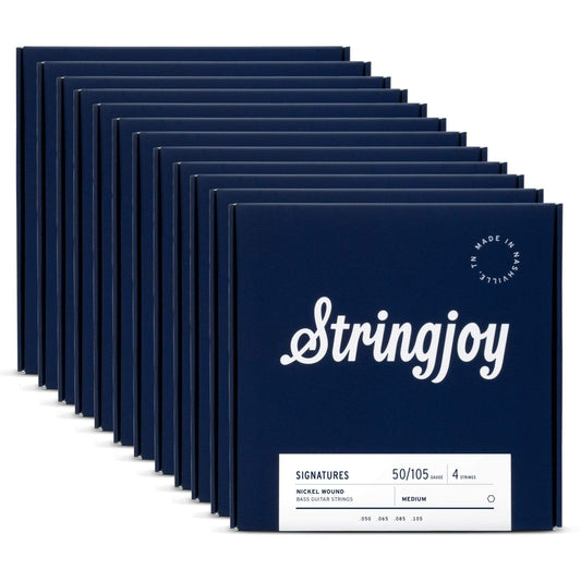 Stringjoy 4-String Electric Bass Medium Gauge Long Scale 50-105 12 Pack Bundle - MUSICTONER
