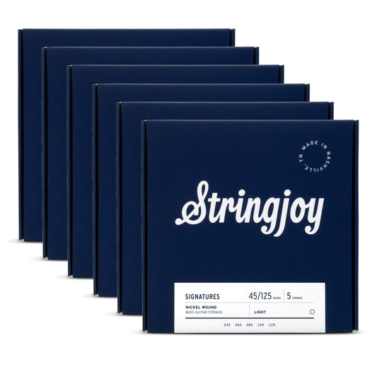 Stringjoy 5-String Electric Bass Light Gauge Long Scale 45-125 6 Pack Bundle - MUSICTONER