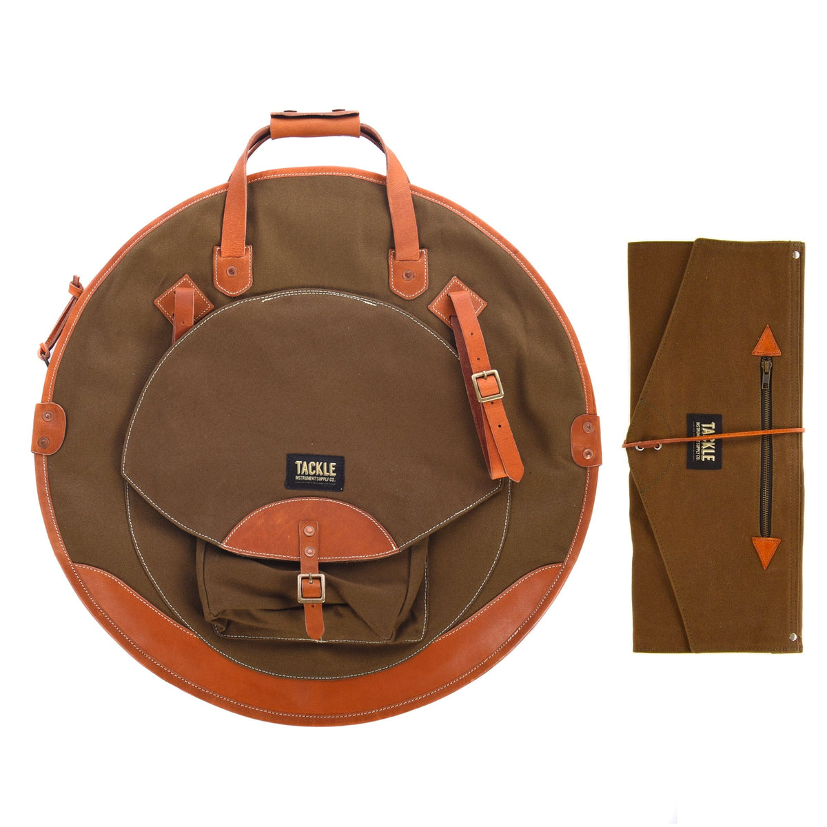 Tackle 22" Backpack Cymbal Bag and Roll-Up Stick Bag Forest Green Bundle - MUSICTONER