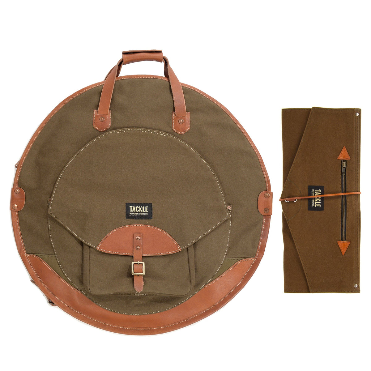 Tackle 24" Backpack Cymbal Bag and Roll-Up Stick Bag Forest Green Bundle - MUSICTONER