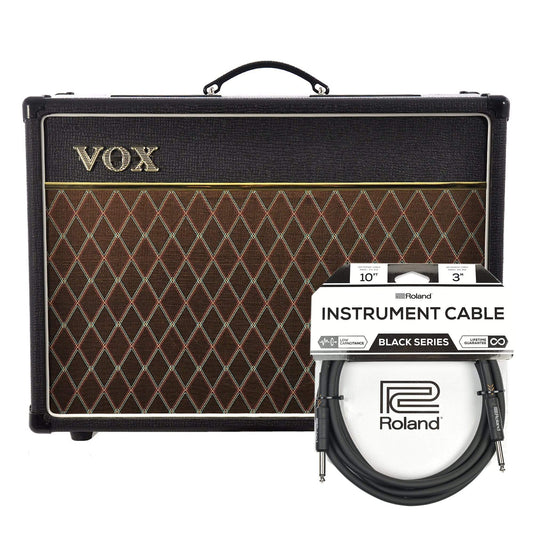 Vox AC15C 15w 1x12 Combo Cable Bundle - MUSICTONER