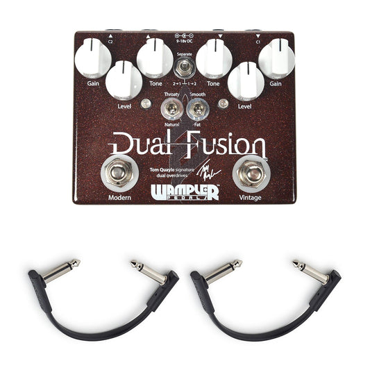 Wampler Tom Quayle Signature Dual Fusion Overdrive v2 w/(2) Rockboard Flat Patch Cables Bundle - MUSICTONER