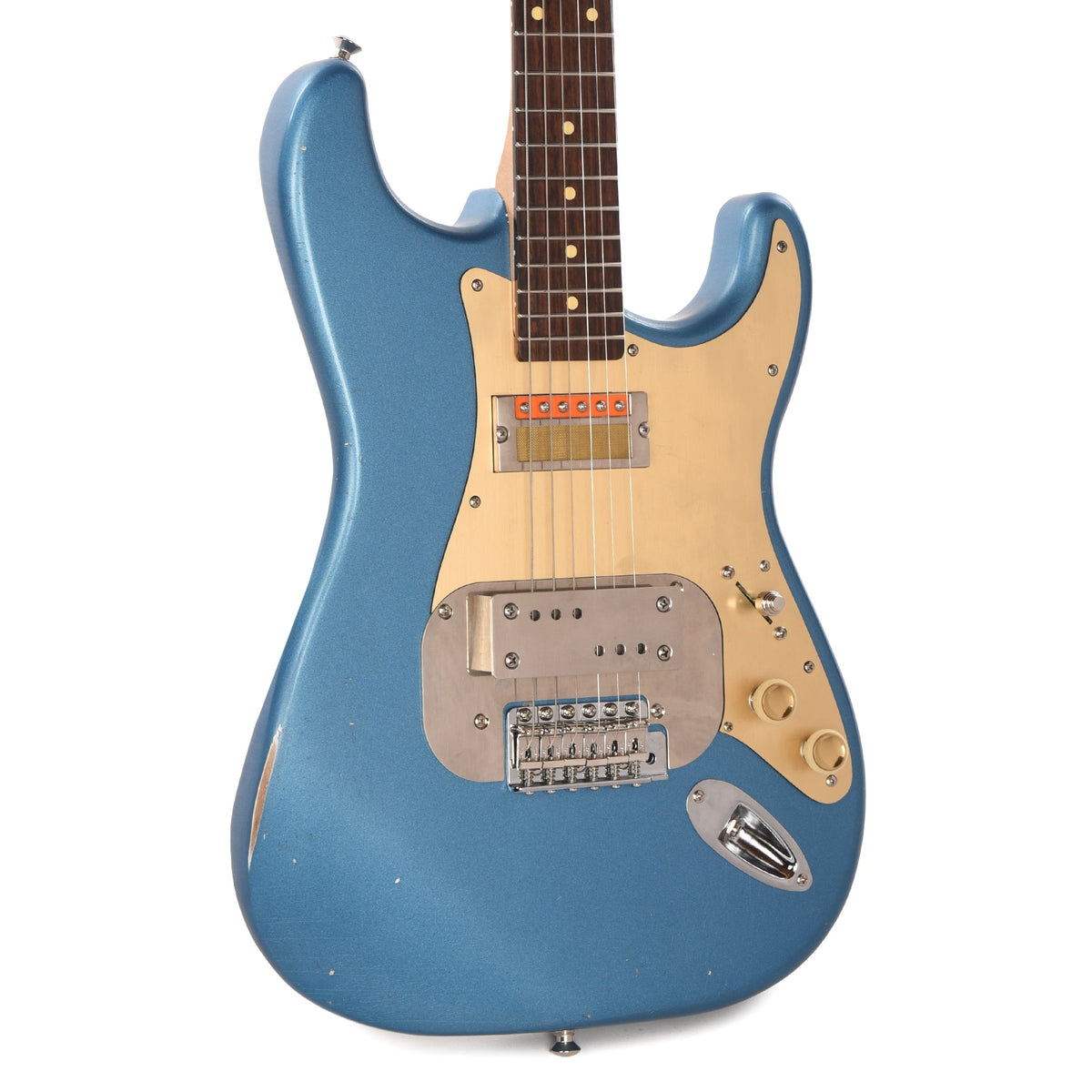 Waterslide S-Style Coodercaster Lake Placid Blue w/ Mojo Lap Steel & Gold Foil Pickups - MUSICTONER