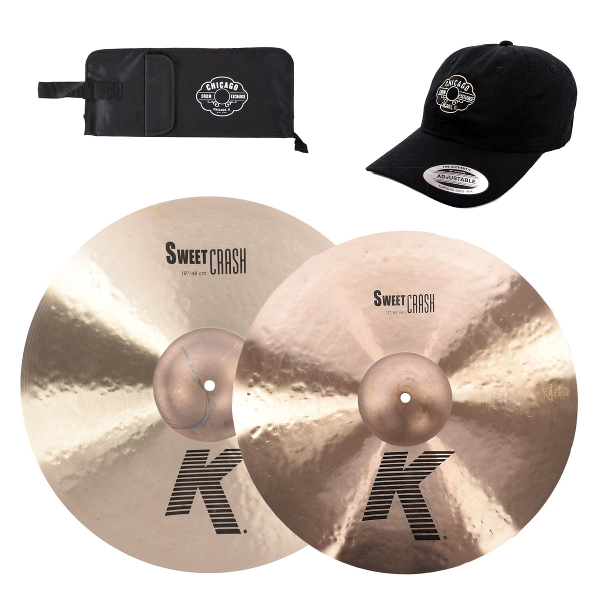 Zildjian 17/19" K Sweet Crash Cymbal Set w/CDE Logo Hat & Stick Bag - MUSICTONER