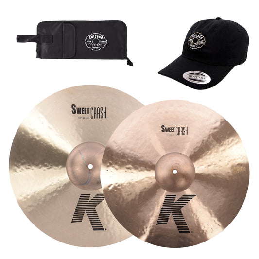 Zildjian 17/19" K Sweet Crash Cymbal Set w/CDE Logo Hat & Stick Bag - MUSICTONER