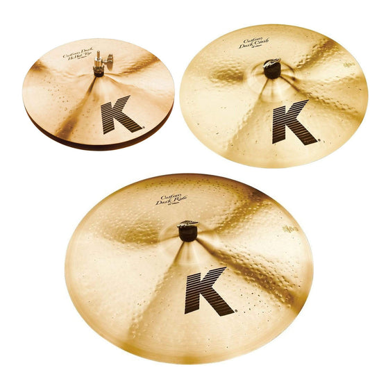 Zildjian 14/18/22" K Custom Dark Cymbal Set (3-Pack Bundle) - MUSICTONER