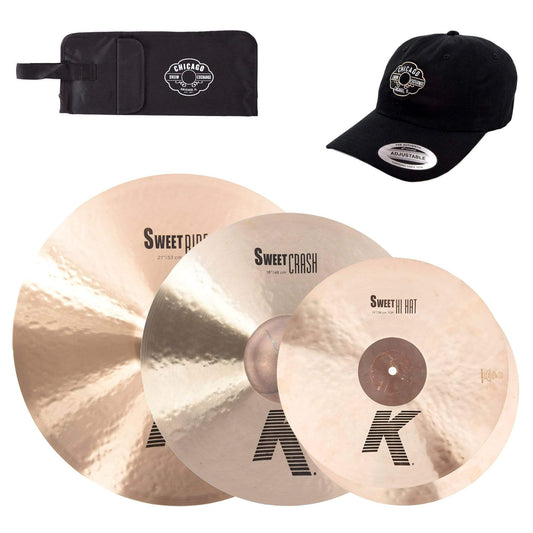 Zildjian 15/18/21" K Sweet Cymbal Set w/CDE Logo Hat & Stick Bag - MUSICTONER